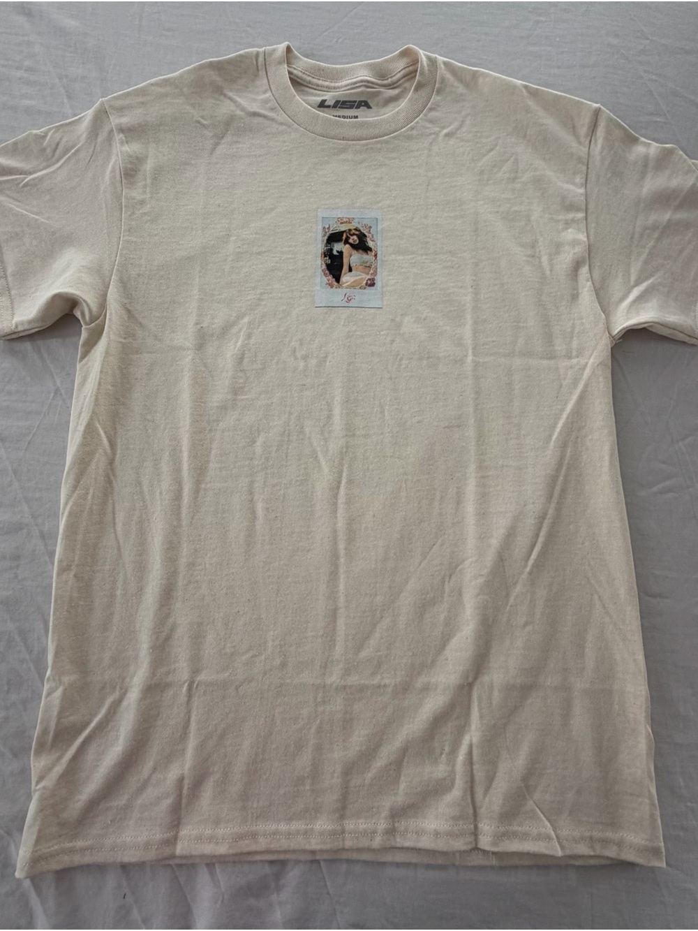 LISA Beige Graphic Print Crew Neck Short Sleeve Cotton T-Shirt M new without tag